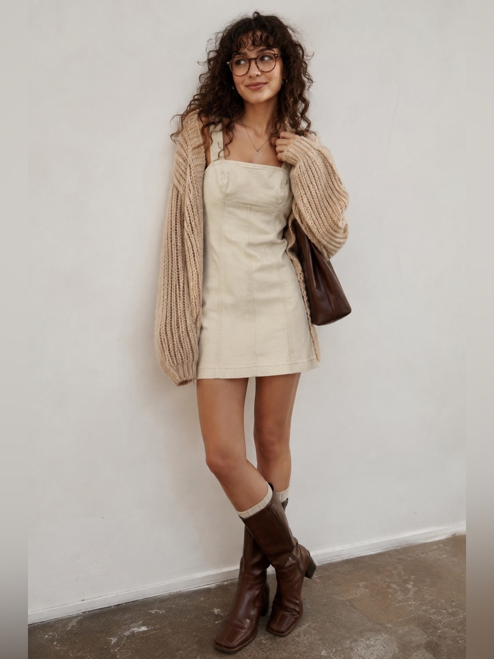 Urban Outfitters Cream Corduroy Mini Dress